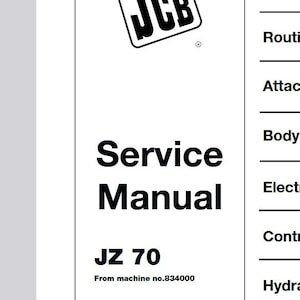 JCB JZ-70 Service Manual for Tracked Excavator Download PDF