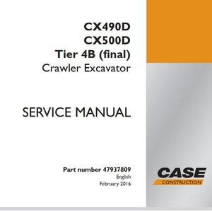 Case CX490D, CX500D Tier 4B (final) Crawler Excavator Service Shop Repair Manual pdf Download