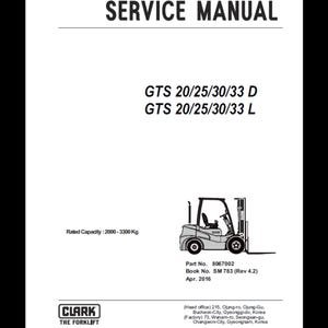 Clark Forklift GTS 20-33 (2016) Service Manual (PDF Download, 723 Pages)