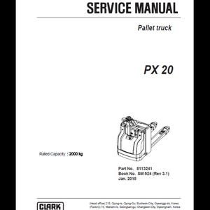 Clark Forklift PX 20 Pallet Truck SM924 2015 Service Manuals pdf download after purchase