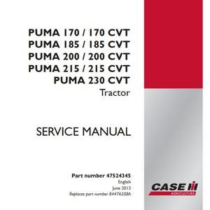 Case PUMA 170, 185, 200, 215, 230 CVT Tractors Service Shop Repair Manual pdf Download