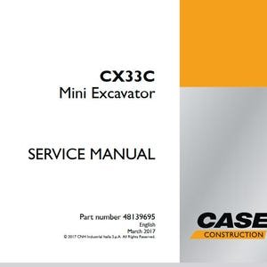 Case CX33C Mini Excavator Service Shop Repair Manual pdf Download