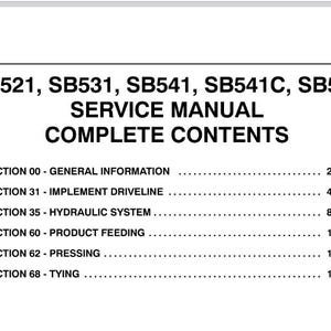 Case SB521, SB531, SB541, SB541C, SB551 Square Balers Service Shop Repair Manual pdf Download