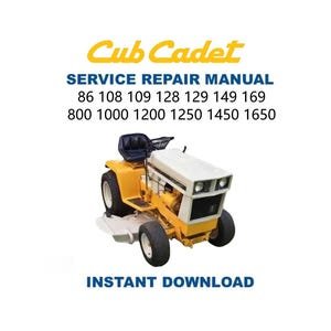 Cub Cadet 86-1650 Tractor Service Manual | 86 108 109 128 129 149 169 800 1000 1200 1250 1450 1650 | Instant Digital Download | PDF