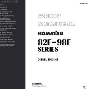 Komatsu 82E-98E Series Diesel Engine Shop Manual PDF Download Service and Repair