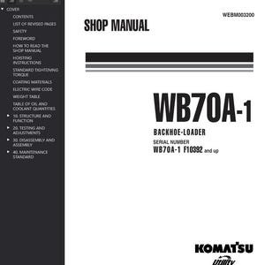 Komatsu WB70A-1 Shop Manual Backhoe Loader PDF Download Service Repair