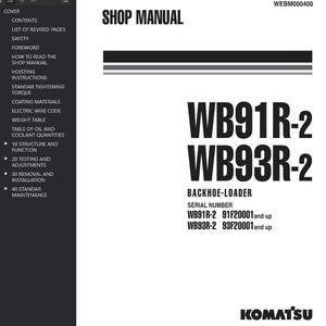 Komatsu WB91R-2, WB93R-2 Shop Manual Backhoe Loader PDF Download Service Repair