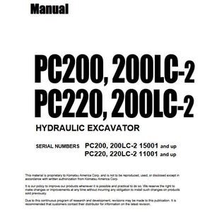Komatsu PC200-2, PC200LC-2 PC220-2 PC220LC-2 Shop Manual Excavator PDF Download Service Repair