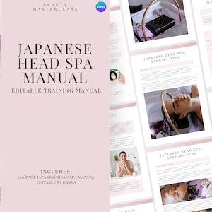 Japanese Head Spa Training Manual - Editable Guide for Trainers, Courses, Students, Printable, Instant Download