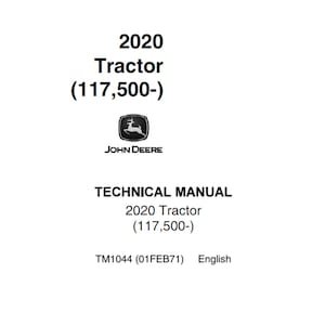 John Deere 2020 Tractor Repair Technical Manual TM1044 PDF