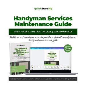 Handyman Services Maintenance Guide (Editable Canva Template) - Client Handoff Booklet - Editable Home Care Manual