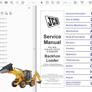 JCB 3CX 4CX & VARIANTS Backhoe Loader From M/c No. 930000 Onwards Service Repair Workshop Manual PDF Download