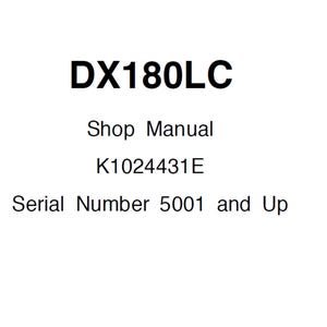 Doosan DX180LC Excavator S/N 5001 and Up Service Shop Manual K1024431E PDF 1