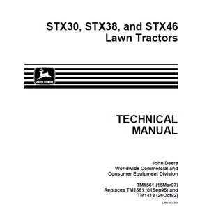 John Deere STX30 STX38 STX46 Lawn Tractors Technical Manual TM1561 PDF