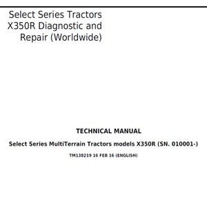 John Deere X350R Select Series Riding Lawn Tractor Repair Technical Manual TM138219 PDF