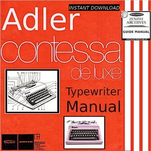 Adler Contessa De Luxe Typewriter Manual | Guide, Multilingual (PDF Download)