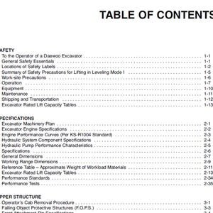 Daewoo Doosan Solar S330LC-3 Excavator Service Manual PDF