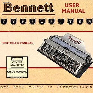 Bennett Typewriter PDF | Manual for typewriter| Printable Download | In English