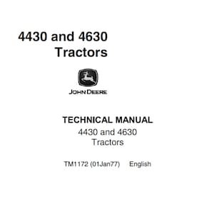 John Deere 4430 4630 Tractors Technical Manual TM1172 PDF