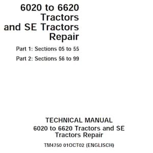 John Deere 6020 6120 6220 6320 6420 6420S 6520 6620 Tractors and SE Tractors Repair Technical Manual TM4750 PDF