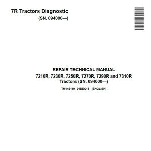 John Deere 7210R 7230R 7250R 7270R 7290R 7310R Tractors Repair Technical Manual TM146119 PDF 1