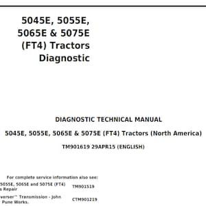 John Deere 5045E 5055E 5065E 5075E Tractor Diagnostic Technical Manual TM901619 PDF