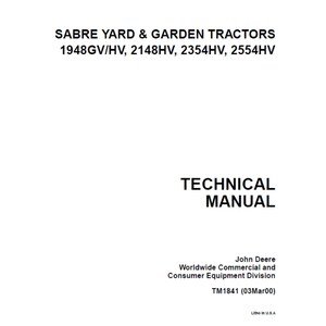 John Deere 1948GV 2148HV 2354HV 2554HV Garden Tractors Technical Manual TM1841 PDF John Deere 1948GV 2148HV 2354HV 2554HV Garden Tractors Technical Manual TM1841 PDF