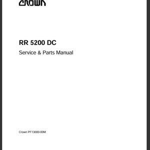 Crown RR5200 AC, RR5200 DC Pallet Jack Forklift Service and Parts Manual PDF Download