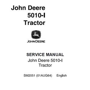John Deere 5010-I Tractors Workshop Service Manual SM2051 PDF