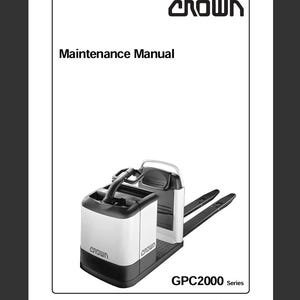 Crown GPC2020, GPC2040, GPC2040S Pallet Jack Forklift Maintenance Service Repair Manual Pdf Download