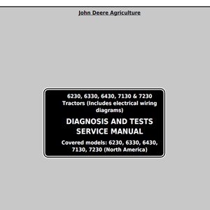 John Deere 6230 6330 6430 6530 6630 7130 7230 (USA) Tractor Diagnostic Test Service Manual TM400719 PDF