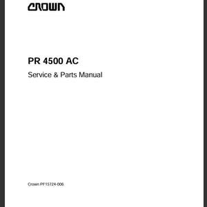 Crown PR4500AC Pallet Jack Forklift Service and Parts Manual PDF Download