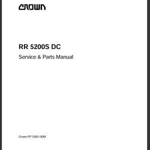 Crown RR5200S DC, AC Pallet Jack Forklift Service and Parts Manual PDF Download