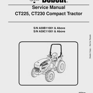 Bobcat CT225 CT230 Compact Tractor Service Repair Manual, ebook pdf INSTANT DOWNLOAD English Language