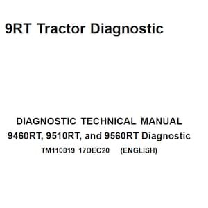 John Deere 9460RT 9510RT 9560RT Tractors Repair and Diagnostic Technical Manual TM110819 and TM110919 PDF