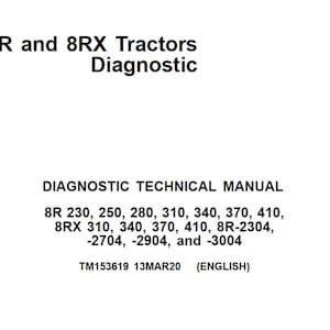 John Deere 8R 8RX 230 250 280 310 340 370 410 410 8R-2304 8R-2704 8R-2904 8R-3004 Series Diagnostic Technical Manual TM153619 PDF