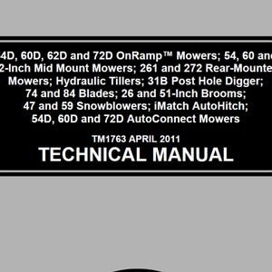 John Deere Rotary Mower & Compact Utility Tractor Attachments Service Repair Manual TM1763 PDF