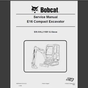 Bobcat E16 excavator workshop service manual pdf – ebook instant download, English language