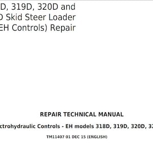 John Deere 318D, 319D, 320D and 323D Skid Steer Loader (EH Controls) Repair Technical Manual TM11407 PDF