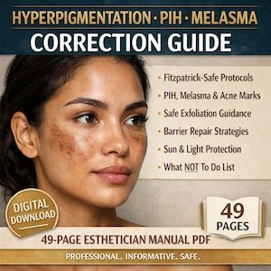 Hyperpigmentation PIH & Melasma Correction Guide | Fitzpatrick-Safe Esthetician Manual 49 Page PDF