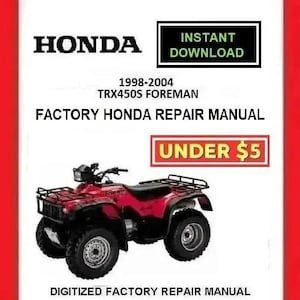 HONDA TRX450S / ES FOREMAN 1998-2004 Factory Service Repair Manual pdf Download
