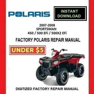 2007-2008 Polaris Sportsman 450 500 EFi X2 Repair Manual (PDF Download)