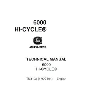 John Deere 6000 Self-Propelled Hi-Cycle Sprayer Technical Manual TM1122 PDF Digital Download