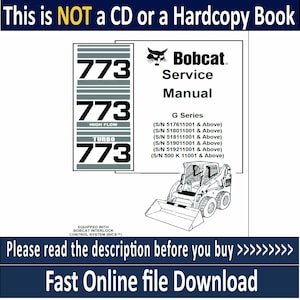 Bobcat 773 Service Manual G Series, High Flow & Turbo Repair Pdf