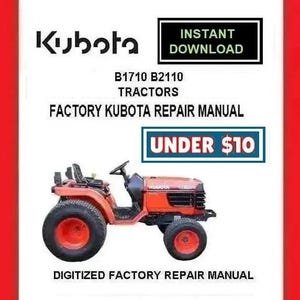 KUBOTA B1710 B2110 B2910 Tractors Workshop Service Repair Manual pdf Download