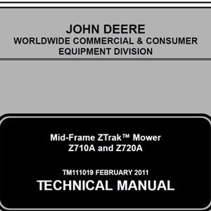 John Deere Z710A Z720A Mid Frame Z-Trak Repair Technical Manual TM111019 PDF Digital Download