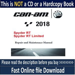 2018 Can-Am Spyder RT Limited  & RT Service Manual PDF | Instant Digital Download