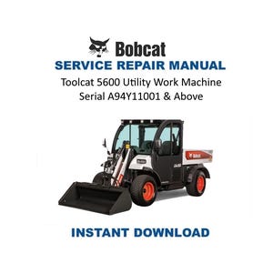 Bobcat Toolcat 5600 Utility Work Machine Service Manual | Repair Guide | Instant Digital Download | PDF