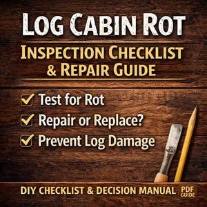 Log Cabin Rot Inspection and Maintenance Guide PDF | Log Home Care Manual | Cedar Siding & Moisture Testing Checklist | DIY Rot Prevention