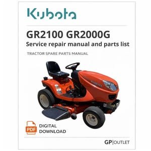 Kubota GR2100 GR2000G Service Repair Manual and Parts List PDF Digital Download PDF